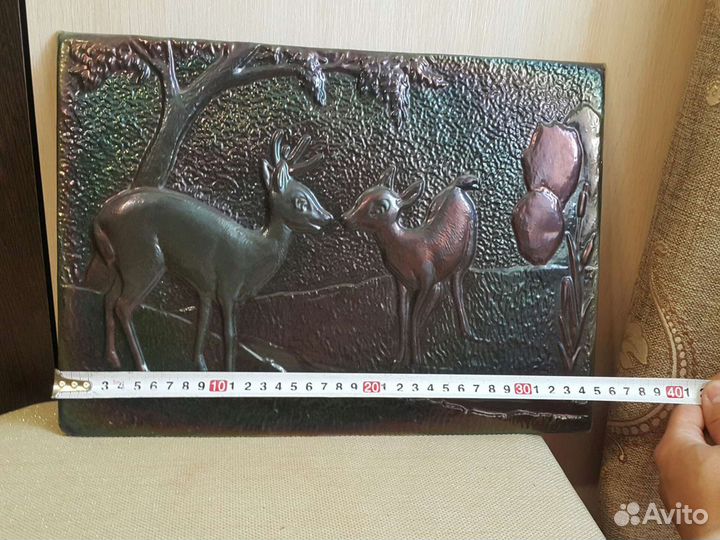 Олени чеканное панно СССР ретро коллекция 1976