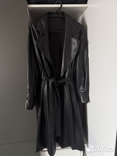 Кожаный плащ винтаж