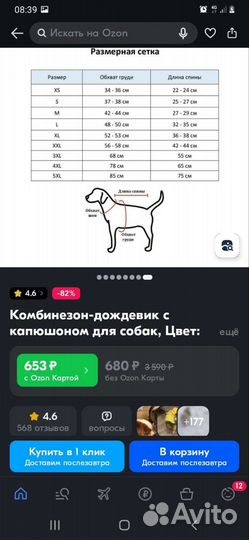 Комбинезон дождевик для собаки