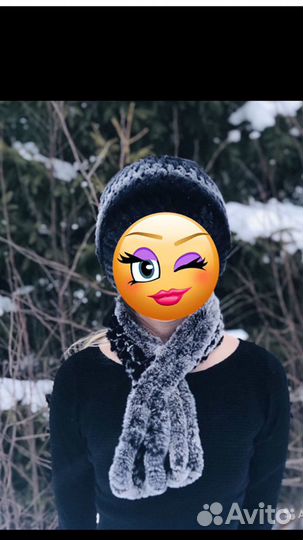 Шапка и шарф комплект натуральный мех