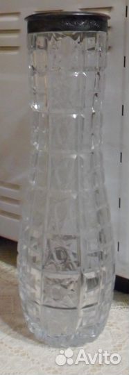 Хрустальная ваза с мельхиоровым ободком