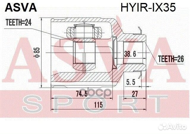 Шрус hyirix35 asva