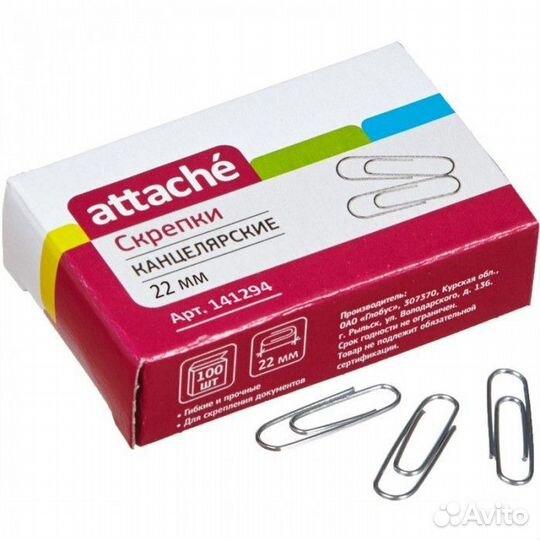 Скрепки 28мм 100шт/уп attache 115672