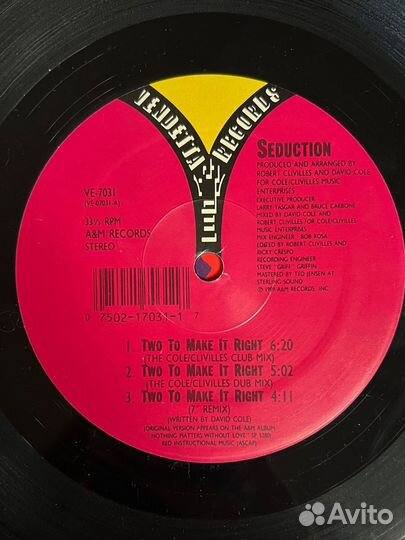Винил Seduction Two to make it right Single