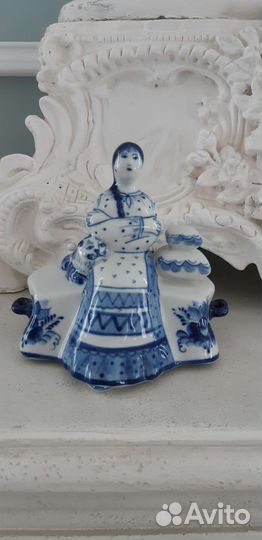 Шкатулка, масленка Гжель