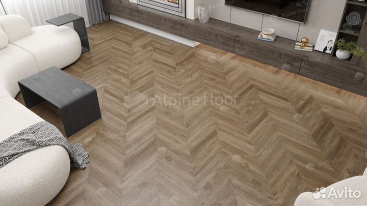 Spc ламинат Alpine floor LVT Макадамия Chevron