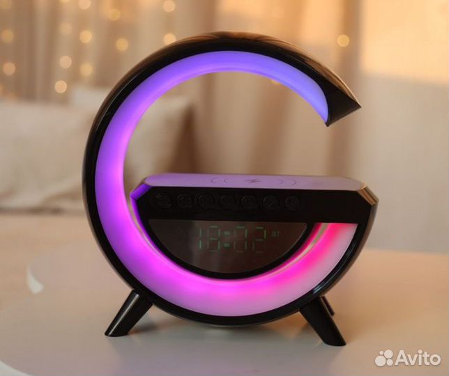 Ночник блютуз колонка 7 в 1, часы, зарядка