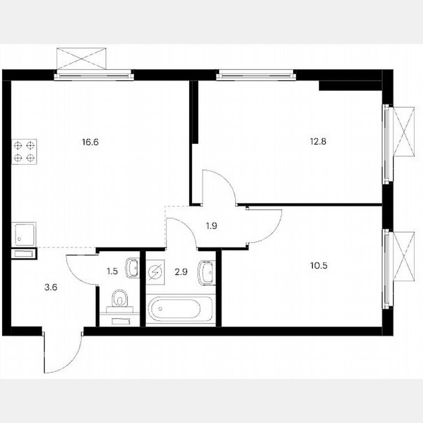2-к. квартира, 49,8 м², 10/13 эт.