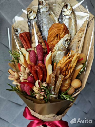 Мужские букеты съедобные, букет с рыбой