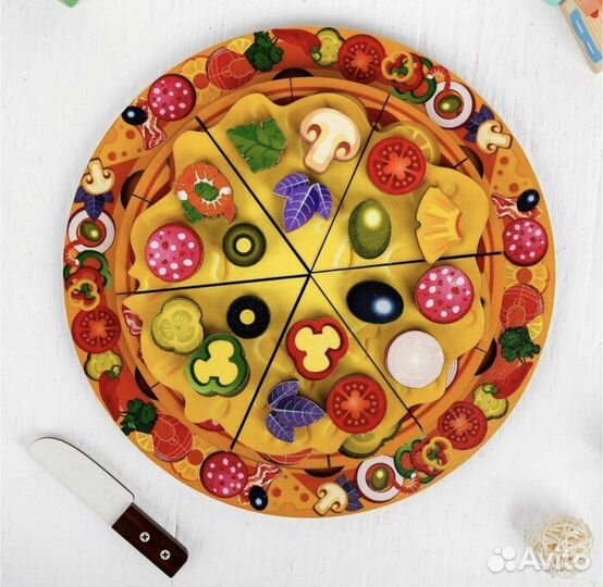 Пицца пазл бизиборд деревянный