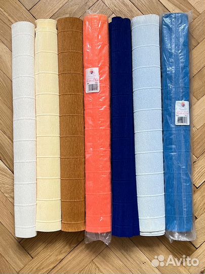 Бумага гофрированная, Италия+ Тэйп лента 4 цвета