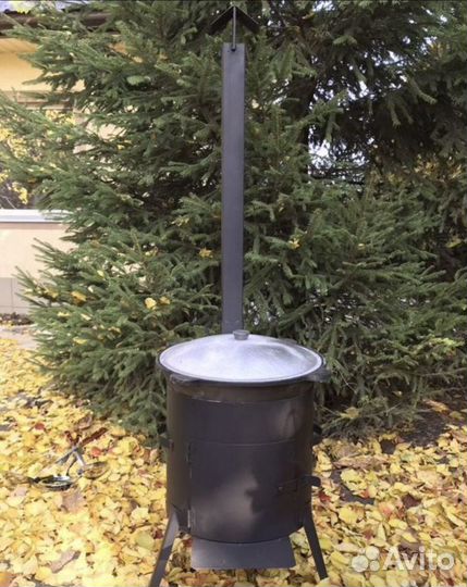 Кaзан+печь с дымoxoдом