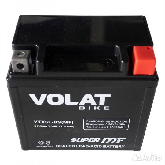 Аккумулятор для мотоцикла volat 5Ah 80A, R+ MF