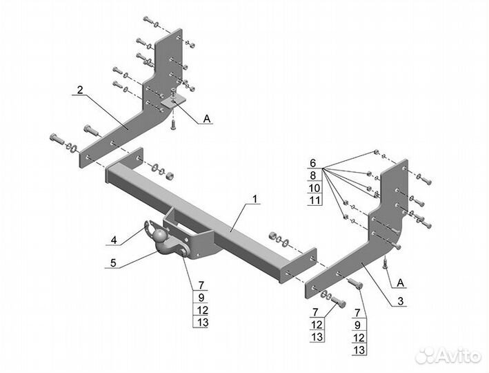 Фаркоп на Газель Next (борт) (усиленный)