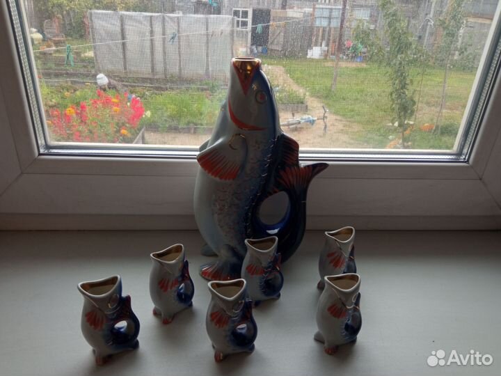 Сервиз Фарфоровые статуэтки Рыбки-рюмки СССР