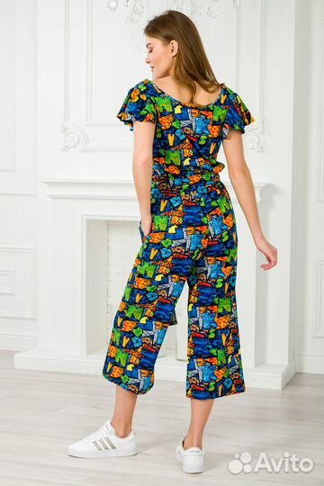 Комбинезон женский из кулирки Верена яркие буквы