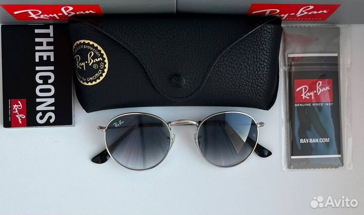 Очки ray ban round metal серые