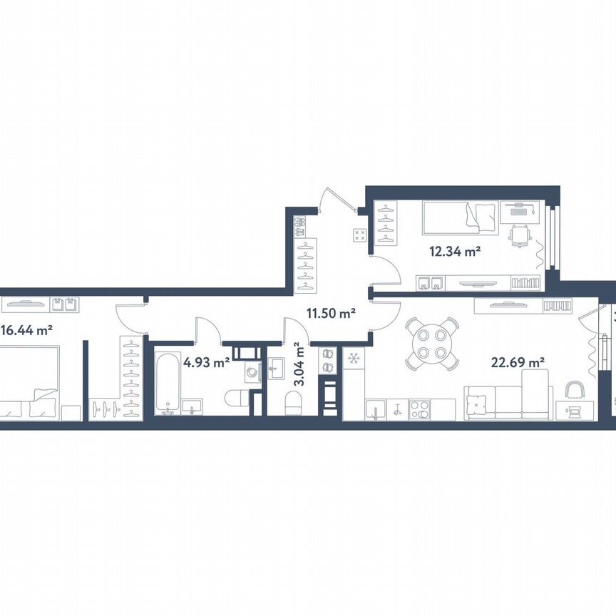 2-к. квартира, 72,8 м², 2/11 эт.