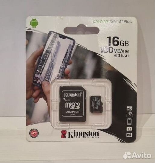 Карта памяти Kingston Micro SD 16Gb Class 10