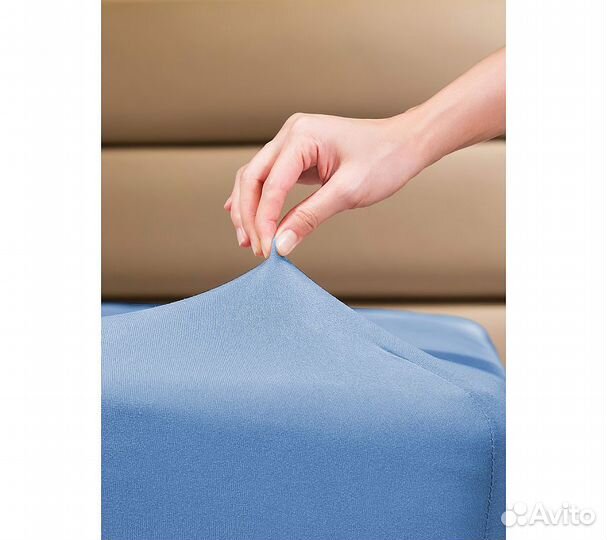 Простынь GoodNight Трикотаж 180х200х20 Синий на ре