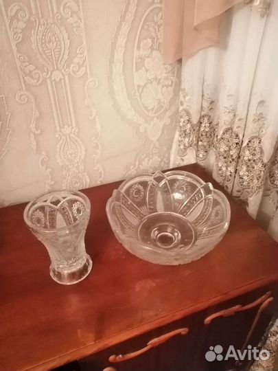 Ваза хрустальная и салатница