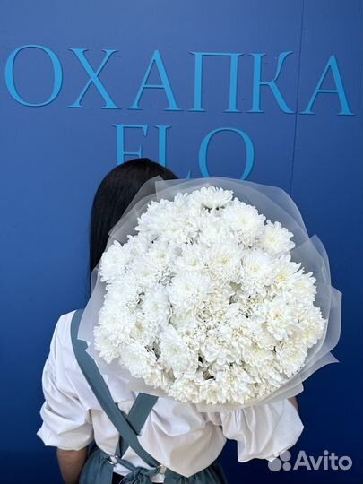 Букет белых хризантем 15 штук