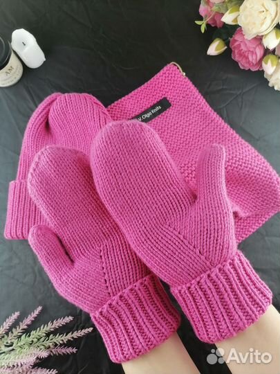 Шапка варежки снуд женский 100% меринос Италия