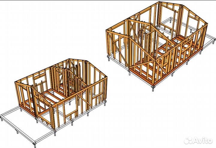 Готовый проект каркасного дома 34м2 4.8х8м