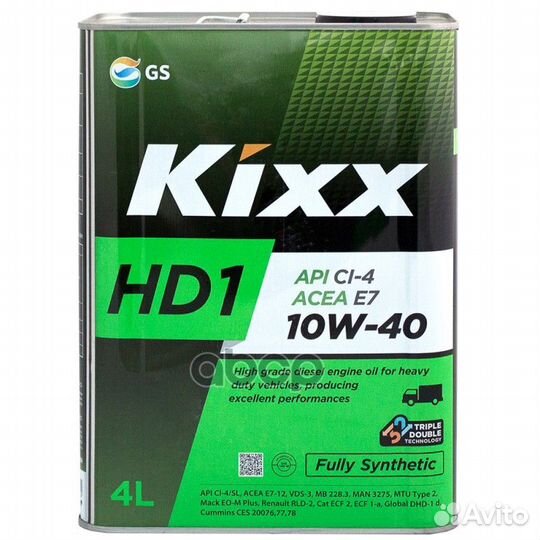 Масло Kixx 10/40 HD1 CI-4 4л мет. синт. Kixx