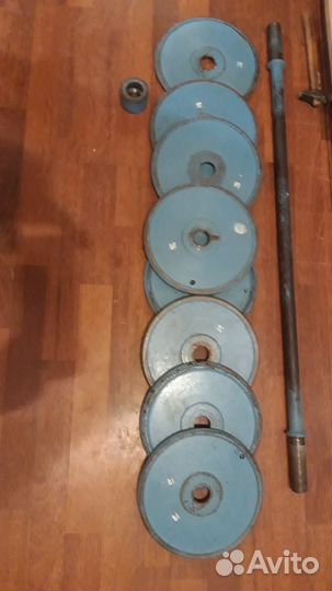 Штанга, гантели, гриф, блины времён СССР