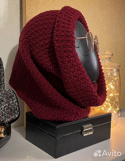 Вязаные шапка и снуд, ручная работа