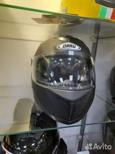 Мото шлем интеграл dayu черный матовый с очками