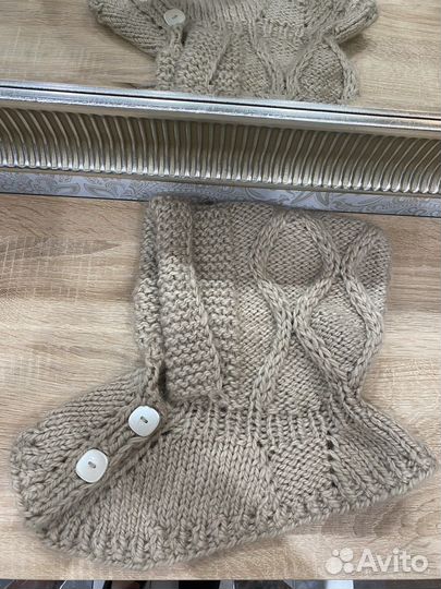 Капор вязаный на девочку 1,5-2,5 г