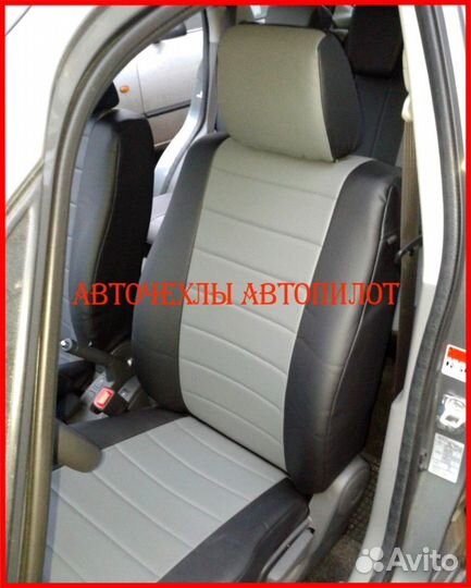 Чехлы Автопилот Suzuki SX4 из экокожи чёрно-серые