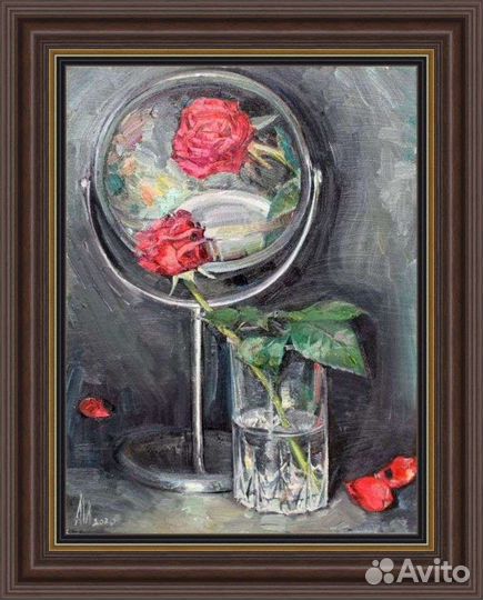 Картина маслом цветы роза