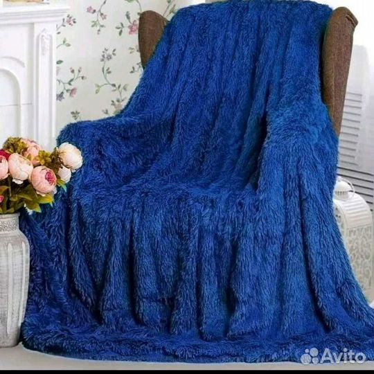 Плед пушистый травка/кубик