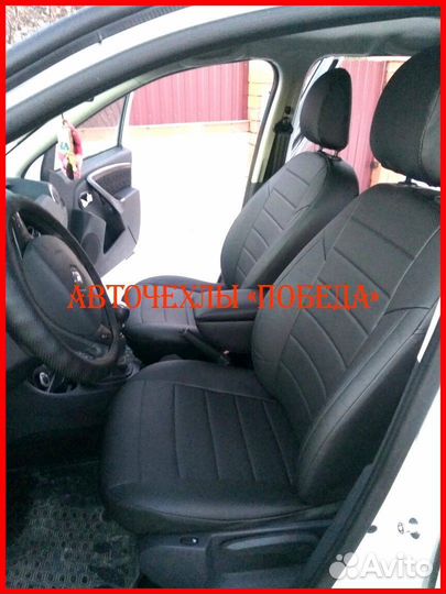 Чехлы Renault Duster 1 из экокожи чёрные Классика