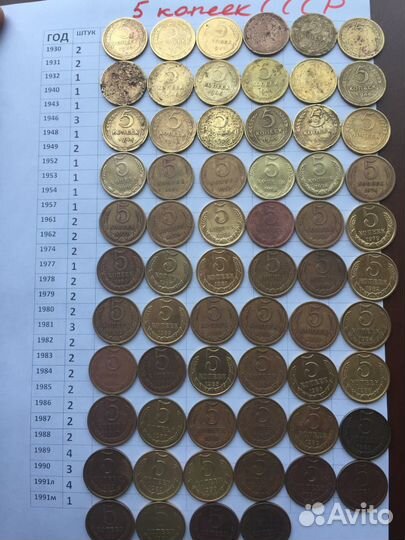 СССР 5-копеек 1930-1991гг