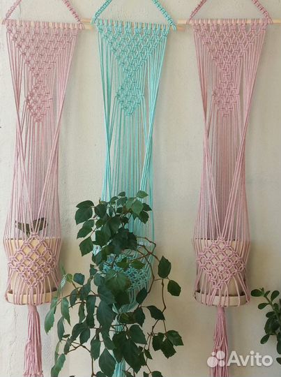 Цветочное кашпо в стиле макраме