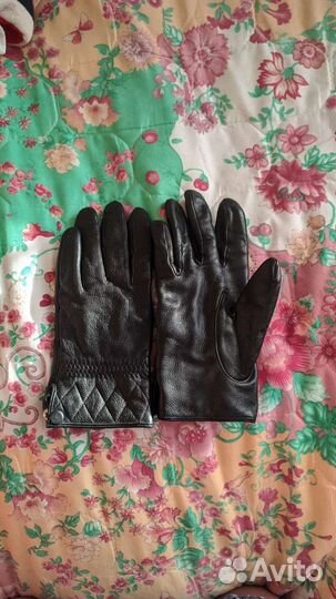 Перчатки женские кожаные утепленные