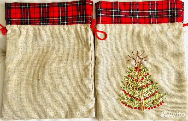 Льняные мешочки для новогодних подарков