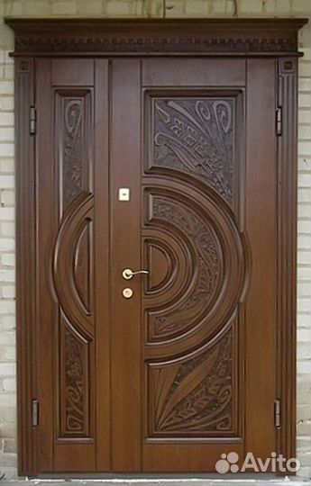 Входные двери двухстворчатые художественная резьба