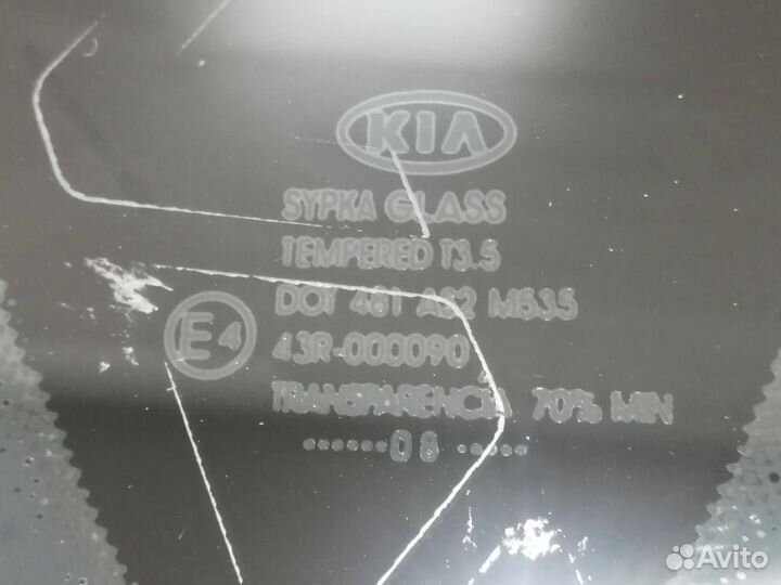 Стекло кузовное глухое правое Kia Ceed ED 2007-201