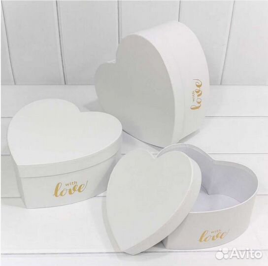 Коробка подарочная сердце. Набор 3шт 