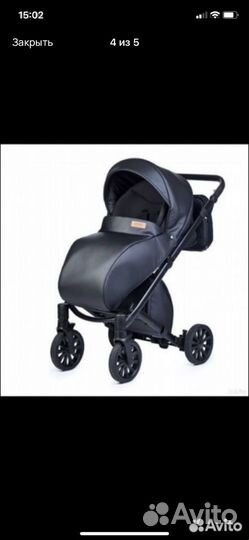 Коляска anex cross 3 в 1 черная кожа