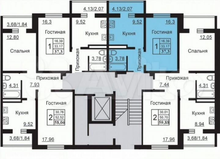 2-к. квартира, 58 м², 3/10 эт.