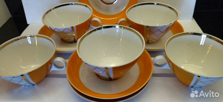 Чайная пара золотая сетка крытьё.фарфор,.ссср Д