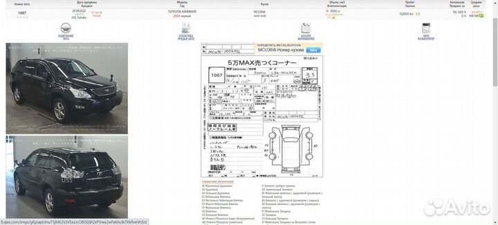Авто Toyota Harrier MCU36W 1mzfe