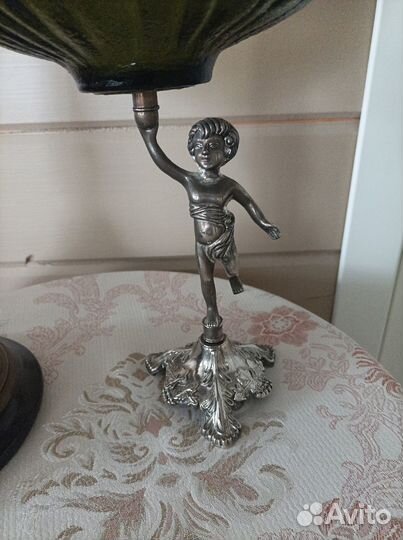 Ваза. путти. мельхиор.цветное стекло. винтаж