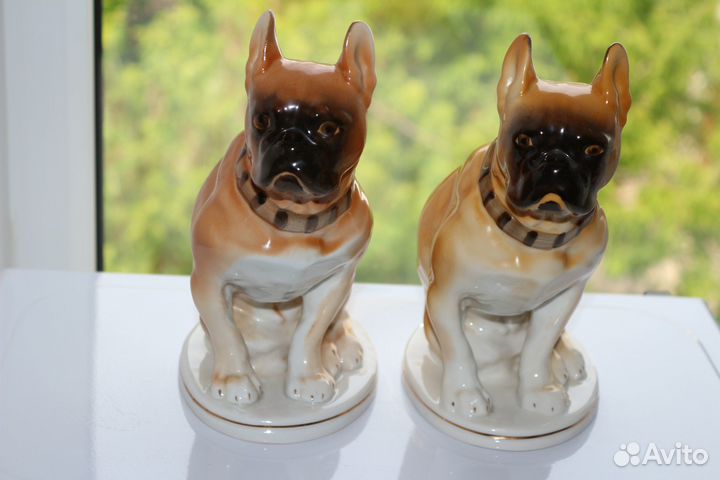 Статуэтка собака Боксёр бульдог фарфор лфз
